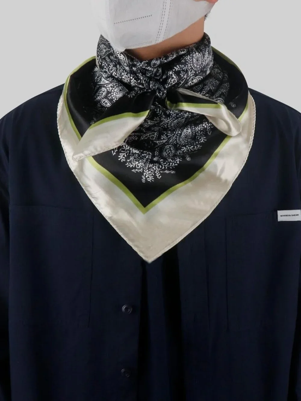 Men's Black Gold 35 Inch Wild Rag Neckerchief Silk Western Bandana Neck Scarf